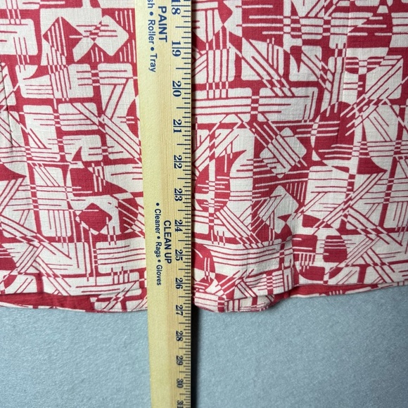 Fabindia Abstract Print Cotton Waistcoat Nehru Button Up Vest Salmon Pink Cream - Picture 4 of 12